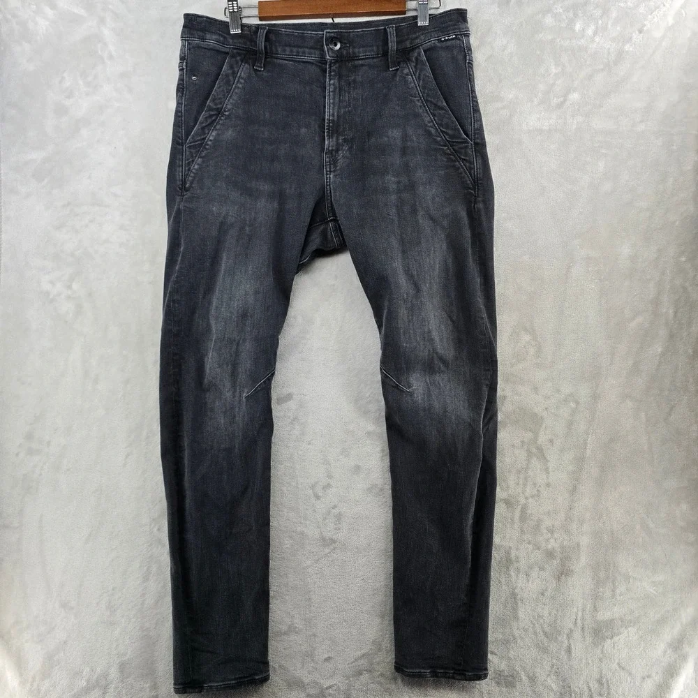 G-Star RAW Kairori 3D Slim Jeans Mens 33x32 Faded Black Denim Tapered Moto